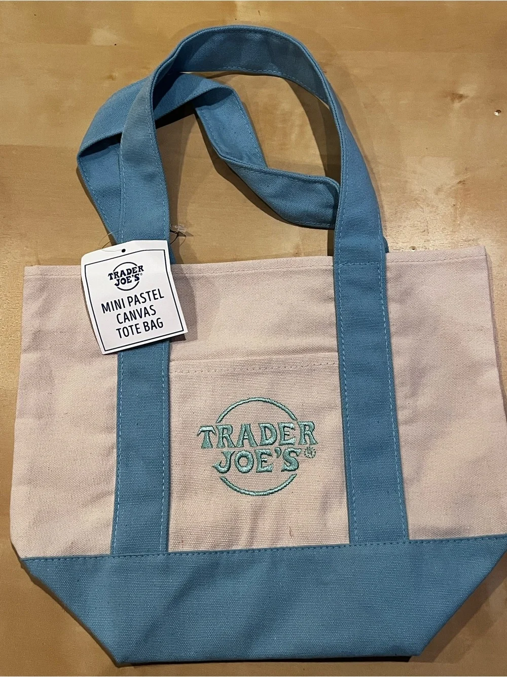 Trader Joe's Mini Pastel Canvas Tote — set of 4 pink blue green lavender
